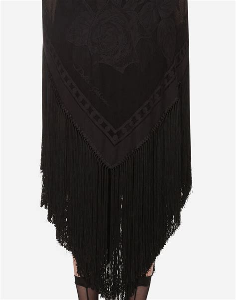 140 dolce gabbana|Cotton and tulle shawl with fringe 140 x 140 .